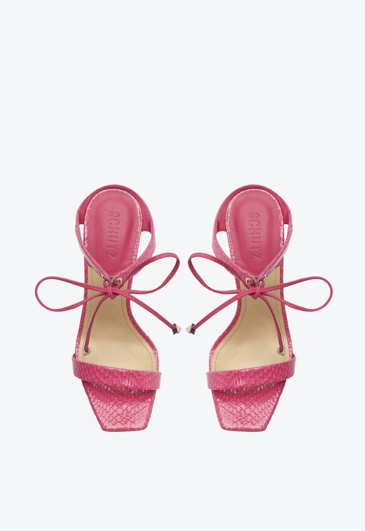 Sandália Mule Mavis Couro Snake Rosa | Schutz