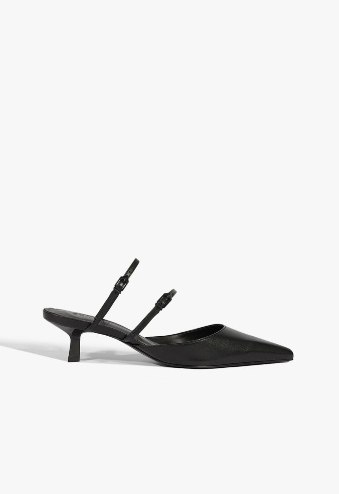 Mule Fresh Boho Salto Médio Couro Preta
