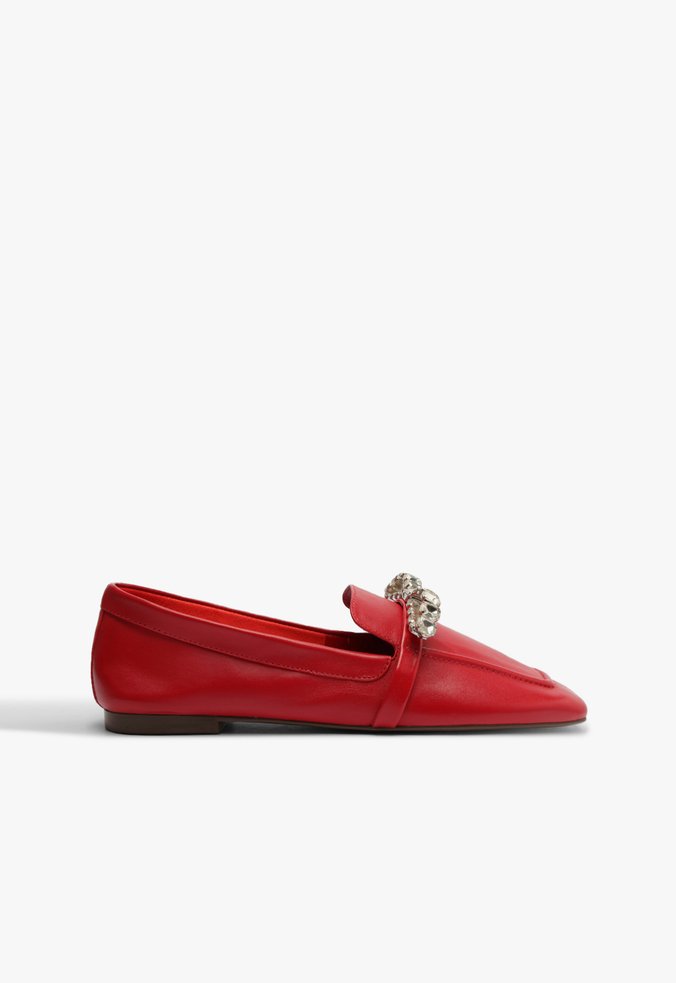 Mocassim Laço Couro Vermelho