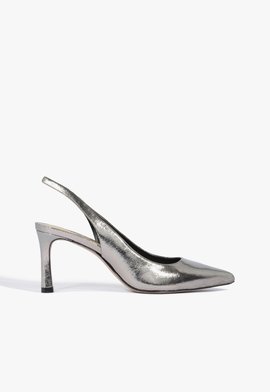 Sapato Scarpin Slingback Prata