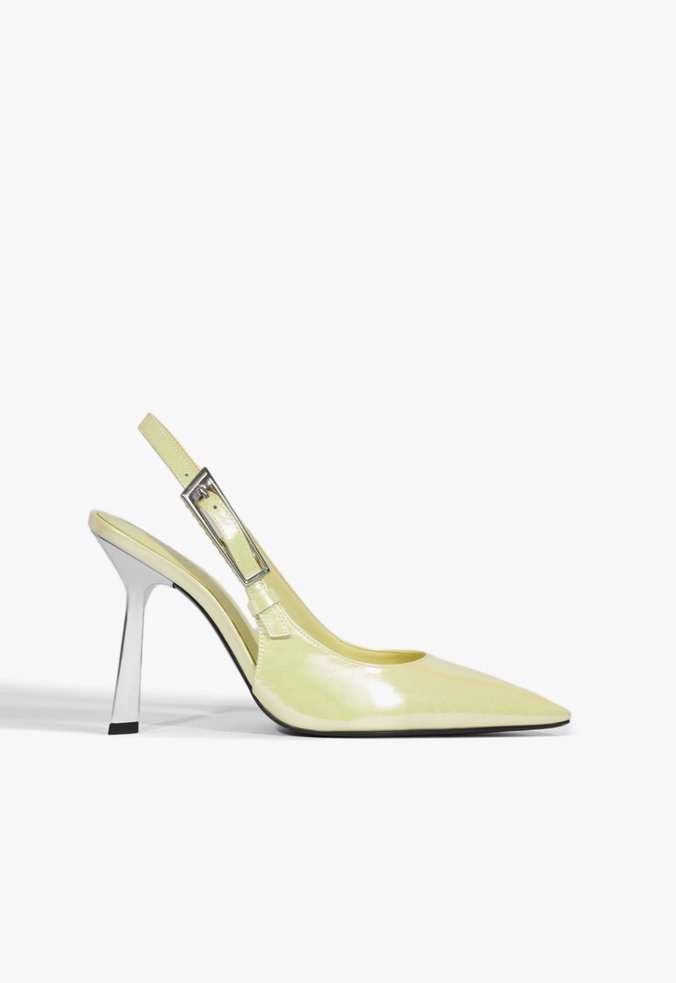 Scarpin Slingback Ciara Couro Amarelo