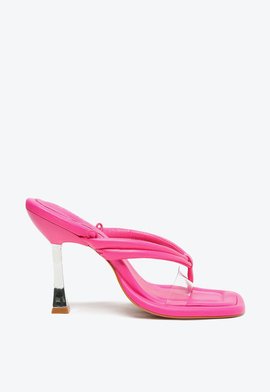 Sandália Salto Alto S-Meghan Vinil Amarração Rosa 2x1