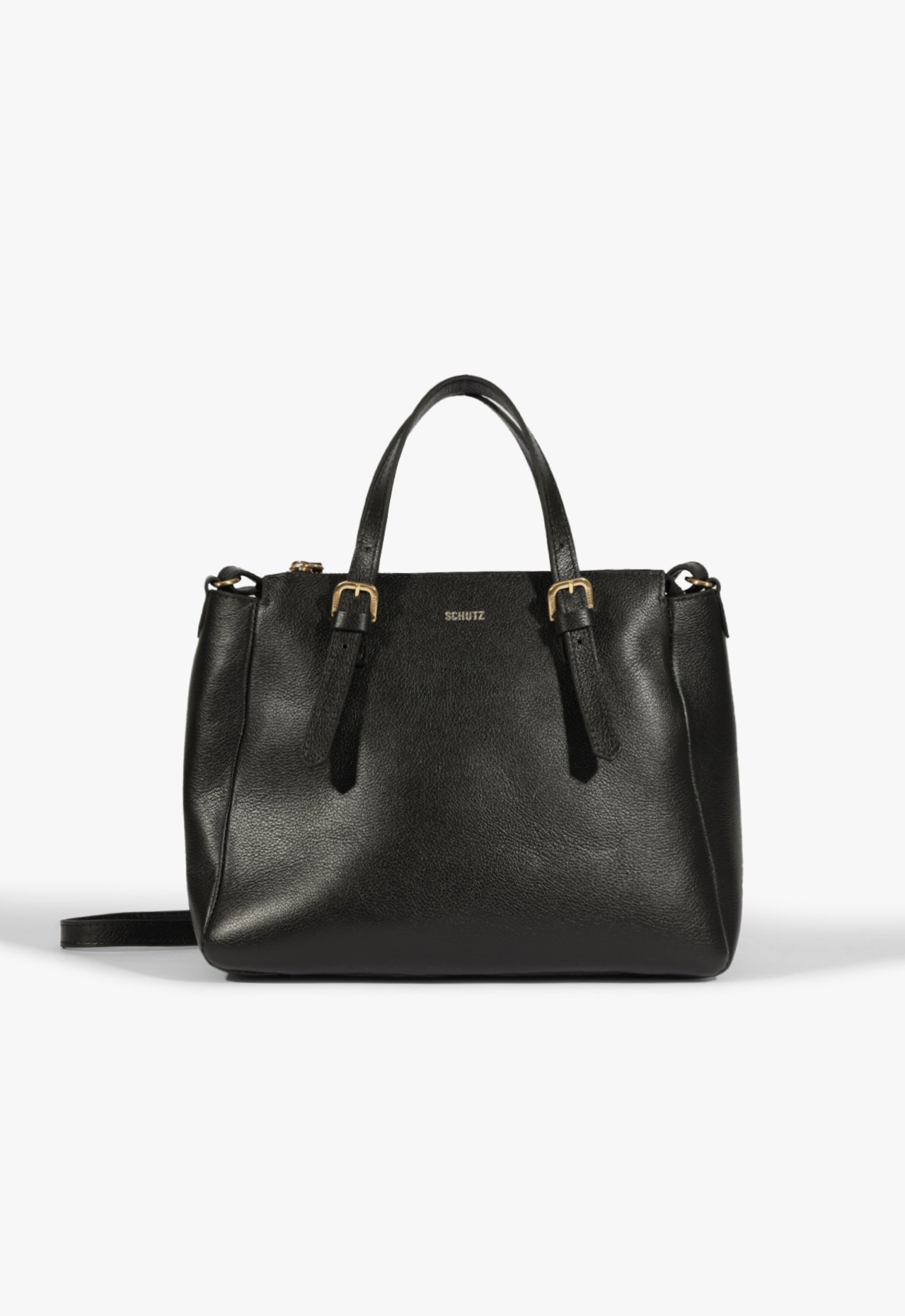 Vista 2 Bolsa Tote Média Sara Couro Preta Schutz Preto Schutz Preto