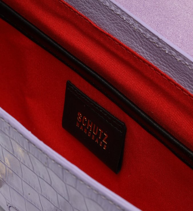 Bolsa Tiracolo Grande Ssnaps Couro Croco Lilás Bolsa Tiracolo Grande Ssnaps Couro Croco Lilás