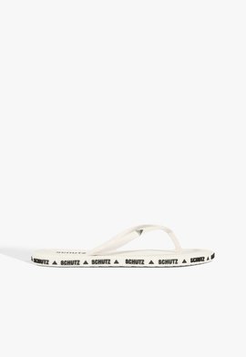 Sandália Rasteira Logo Schutz Off White