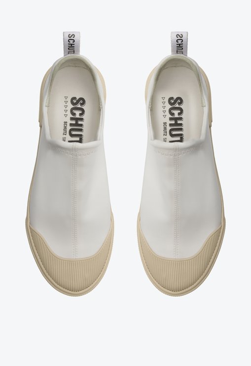 Tênis Slip On Branco e Bege