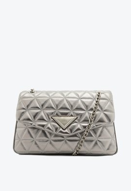 Bolsa Tiracolo Grande 944 Couro Matelassê Prata