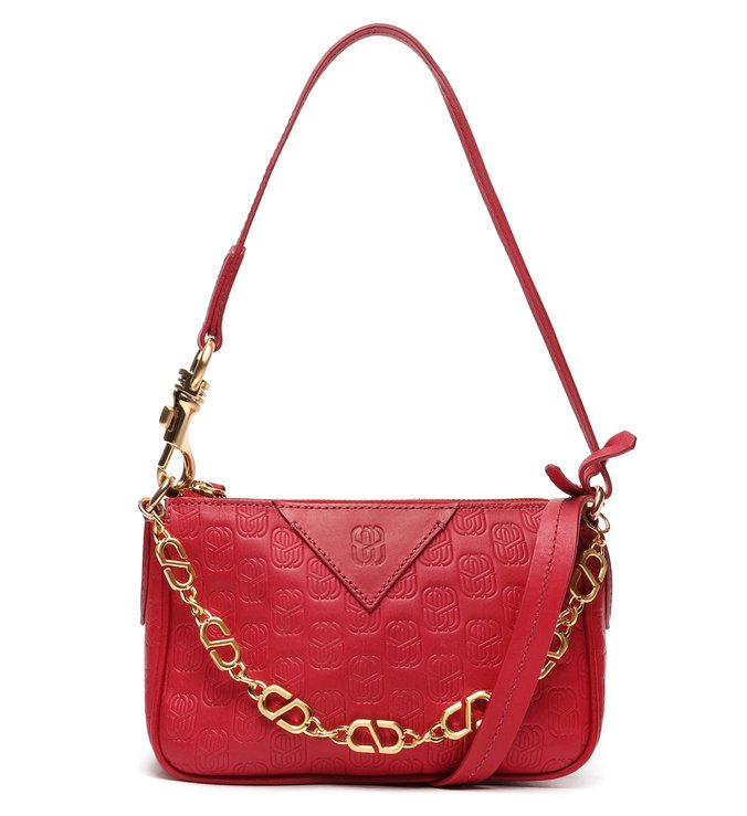 Bolsa Tiracolo Baguette Emblem Couro Vermelha Bolsa Tiracolo Baguette Emblem Couro Vermelha