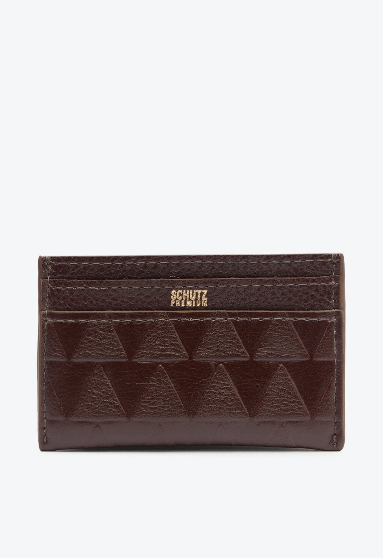 Vista 2 Porta Cartões Grande Triangle Grained Couro Schutz Preto Schutz Preto