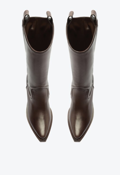 Bota Western Couro Marrom