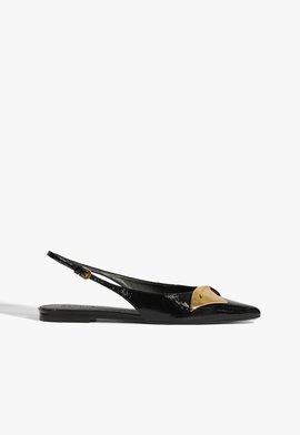 Slingback Kay Flat Couro Preto