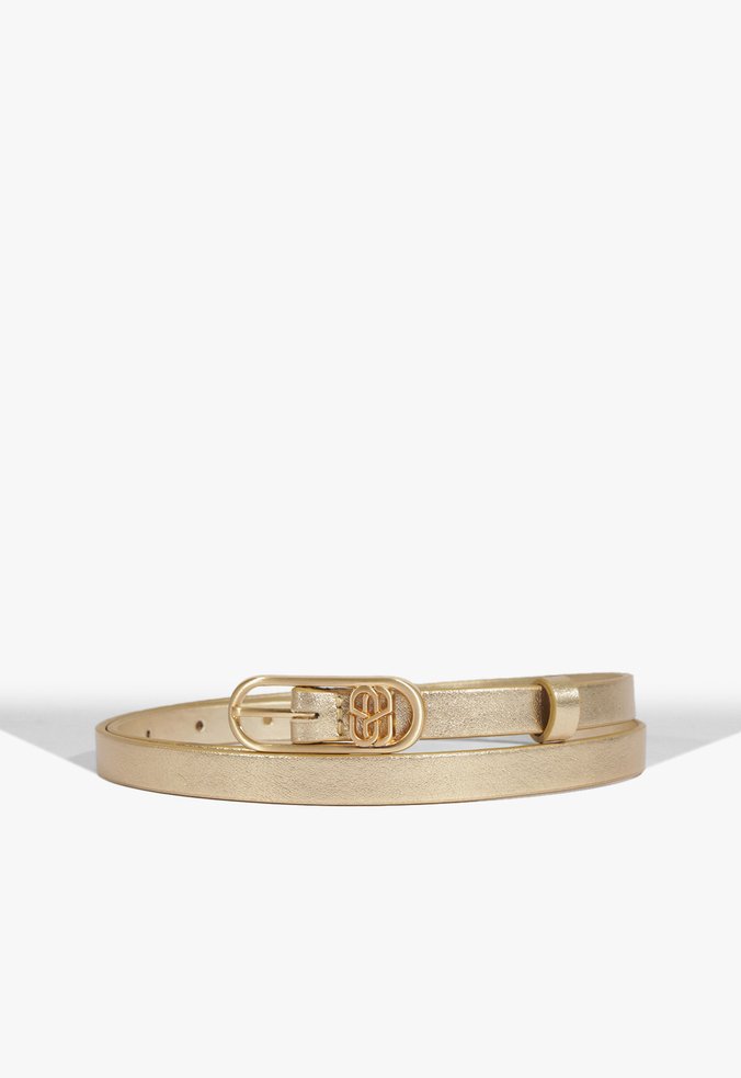 Cinto Fino Couro Dourado
