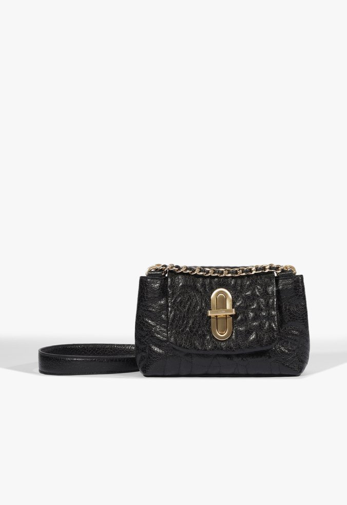 Bolsa Tiracolo Mandy Pequena Couro Preta