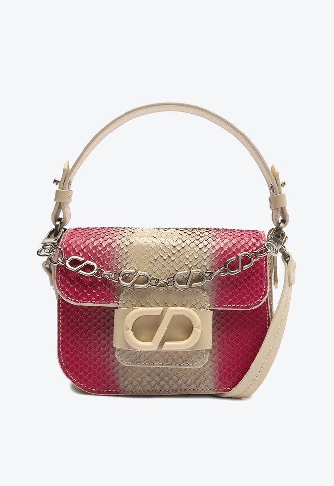 Bolsa Tiracolo Pequena Twist Couro Snake Bicolor Pink Bolsa Tiracolo Pequena Twist Couro Snake Bicolor Pink