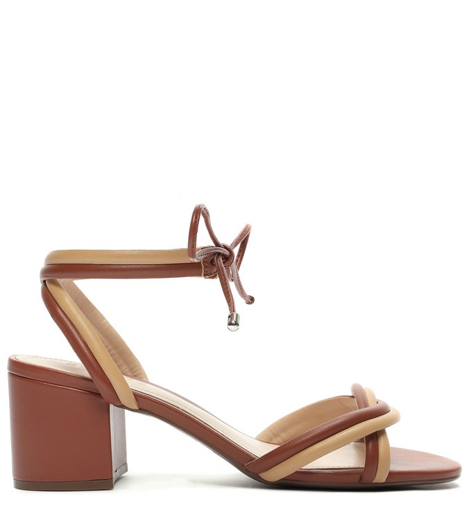 Sandália Block Heel Strings Bege
