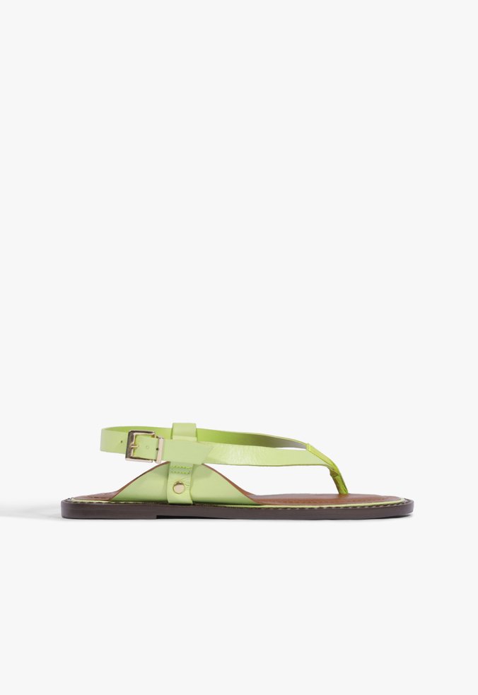 Sandália Rasteira Lorraine Couro Verde