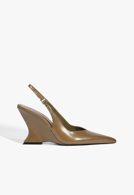 Scarpin Slingback Siena Couro Verde Oliva
