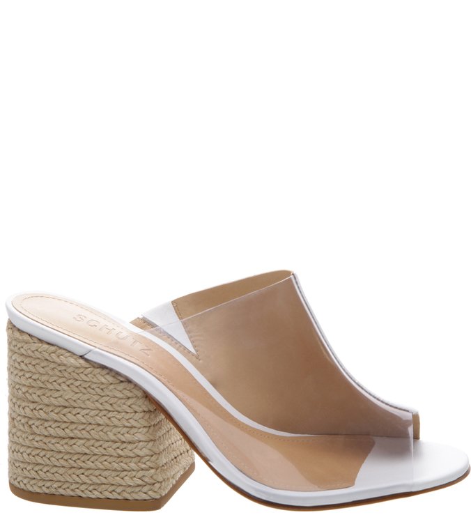 Mule Vinil Braid Heel White
