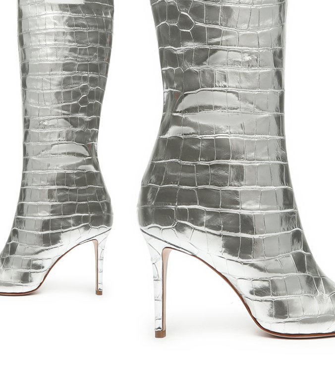 SCHUTZ X GINGER BOTA CROCO PRATA SCHUTZ X GINGER BOTA CROCO PRATA
