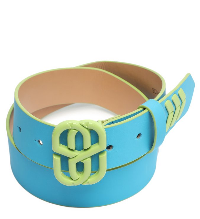 Cinto de Couro Marjorie Azul e Verde