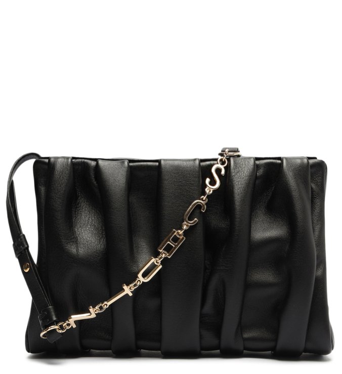 Bolsa Tiracolo Média Alba Couro Preta
