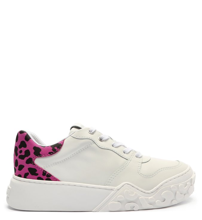 Tênis Branco Feminino Couro Animal Print Rosa Tênis Branco Feminino Couro Animal Print Rosa