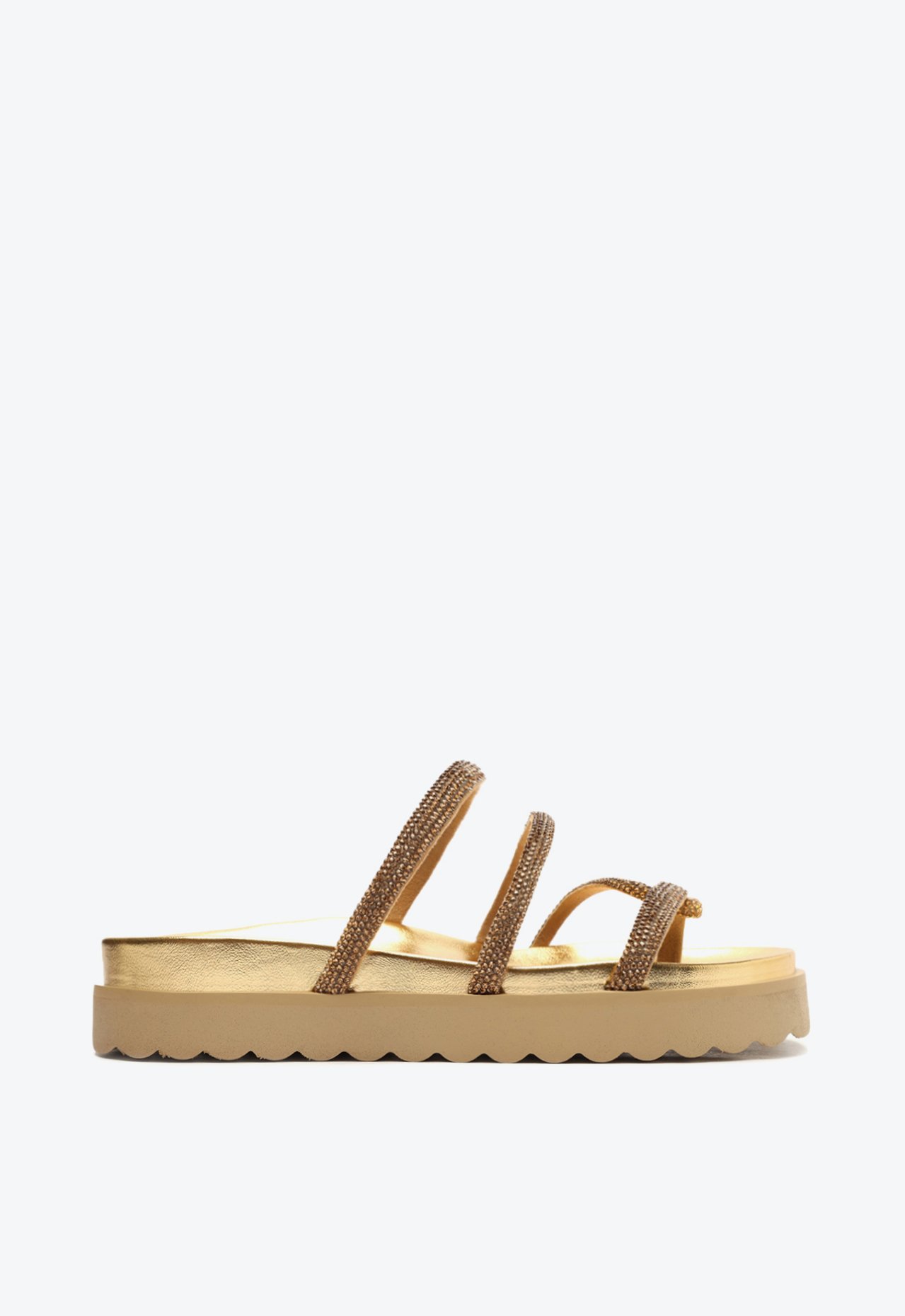 Sandália Papete Tratorada Phoebe Brilho Dourada | Schutz