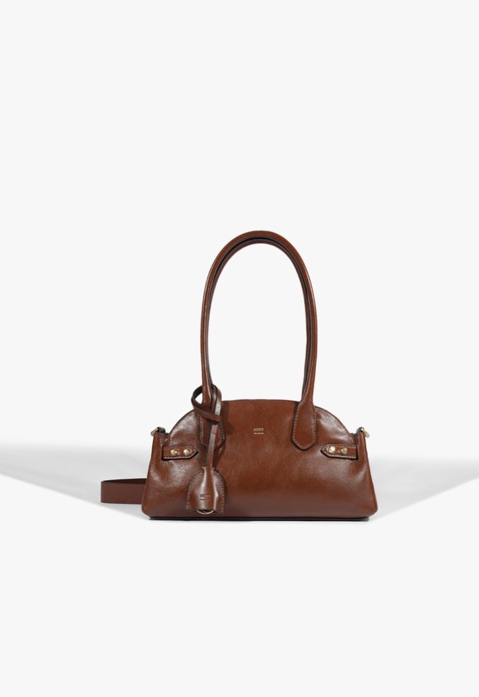 Bolsa Baguete Tote Broadway Pequena Couro Marrom