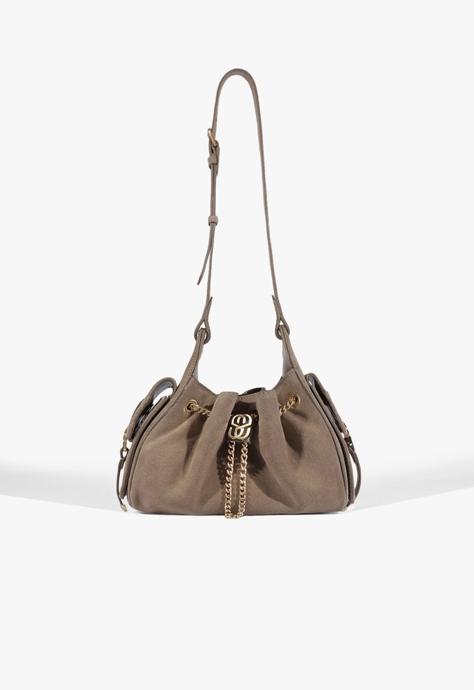 Bolsa Shoulder Media Lilibet Couro Cinza
