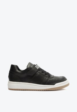 Tênis Logo Velcro Couro Preto