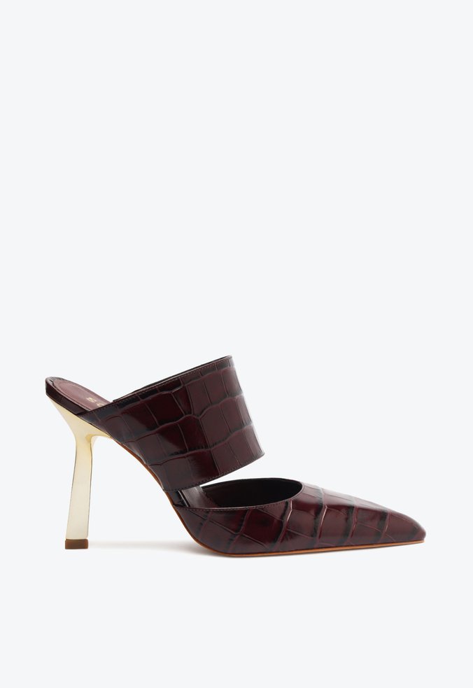 Mule Ciara Croco Couro Vinho