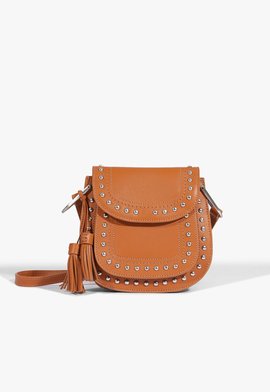 Bolsa Tiracolo Couro Tachas Marrom