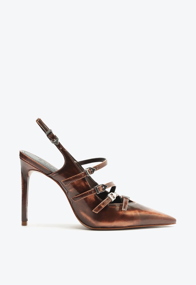 Slingback Veronica Pump Couro Marrom