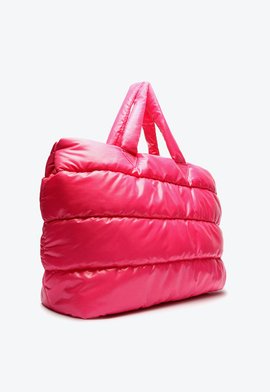 Bolsa Shopping Grande Fluffy Nylon Neon Rosa