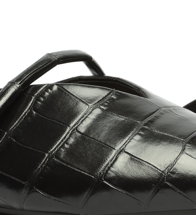 Mule Rasteira Croco Preta Mule Rasteira Croco Preta