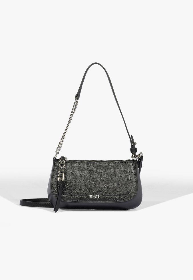 Bolsa Shoulder Tina Couro Champagne Preta