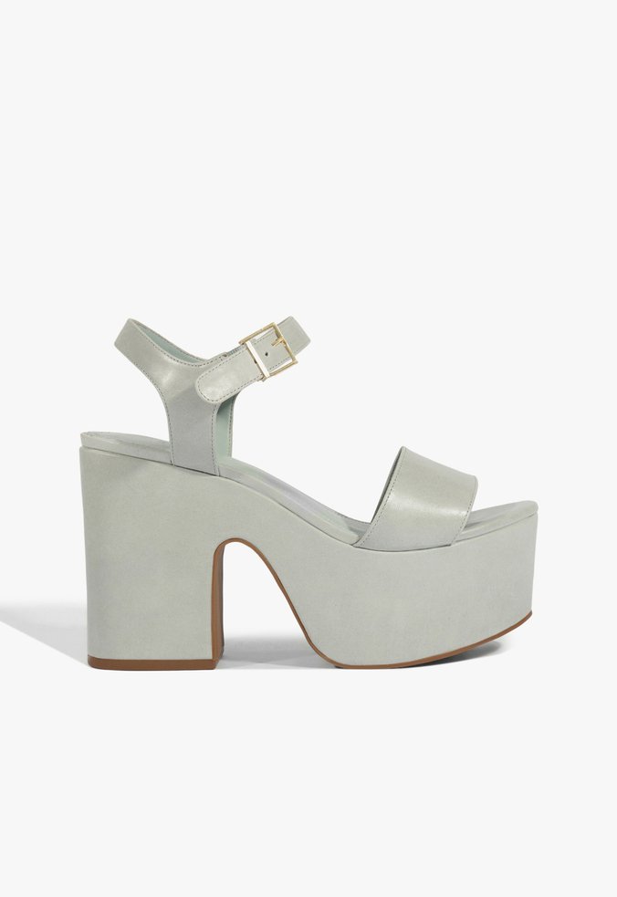 Sandália Plataforma Tuke Couro Azul Clara