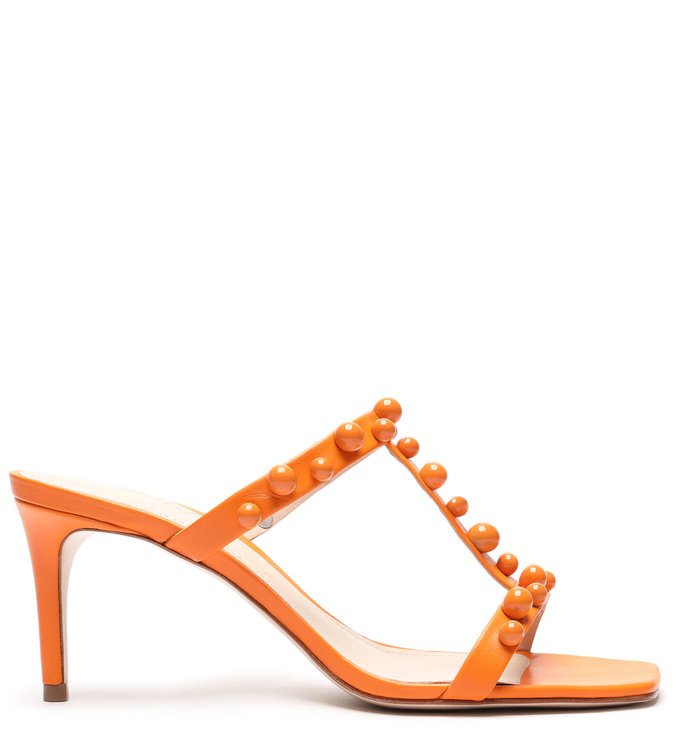 Sandália Mule Studs Full Color Tangerine