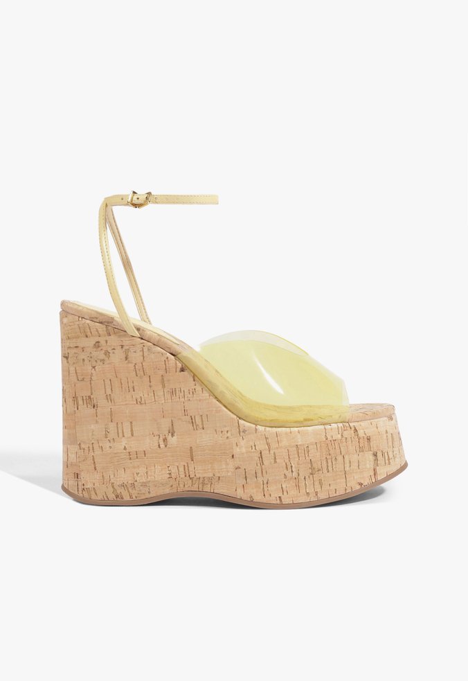 Sandália Plataforma Bico Redondo Amarelo Manteiga