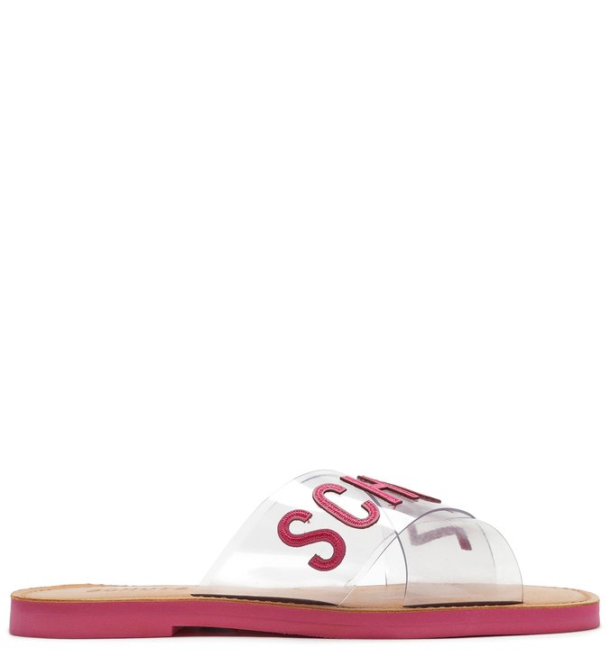 Sandália Rasteira de X Logo Schutz Jelly Fun Rosa