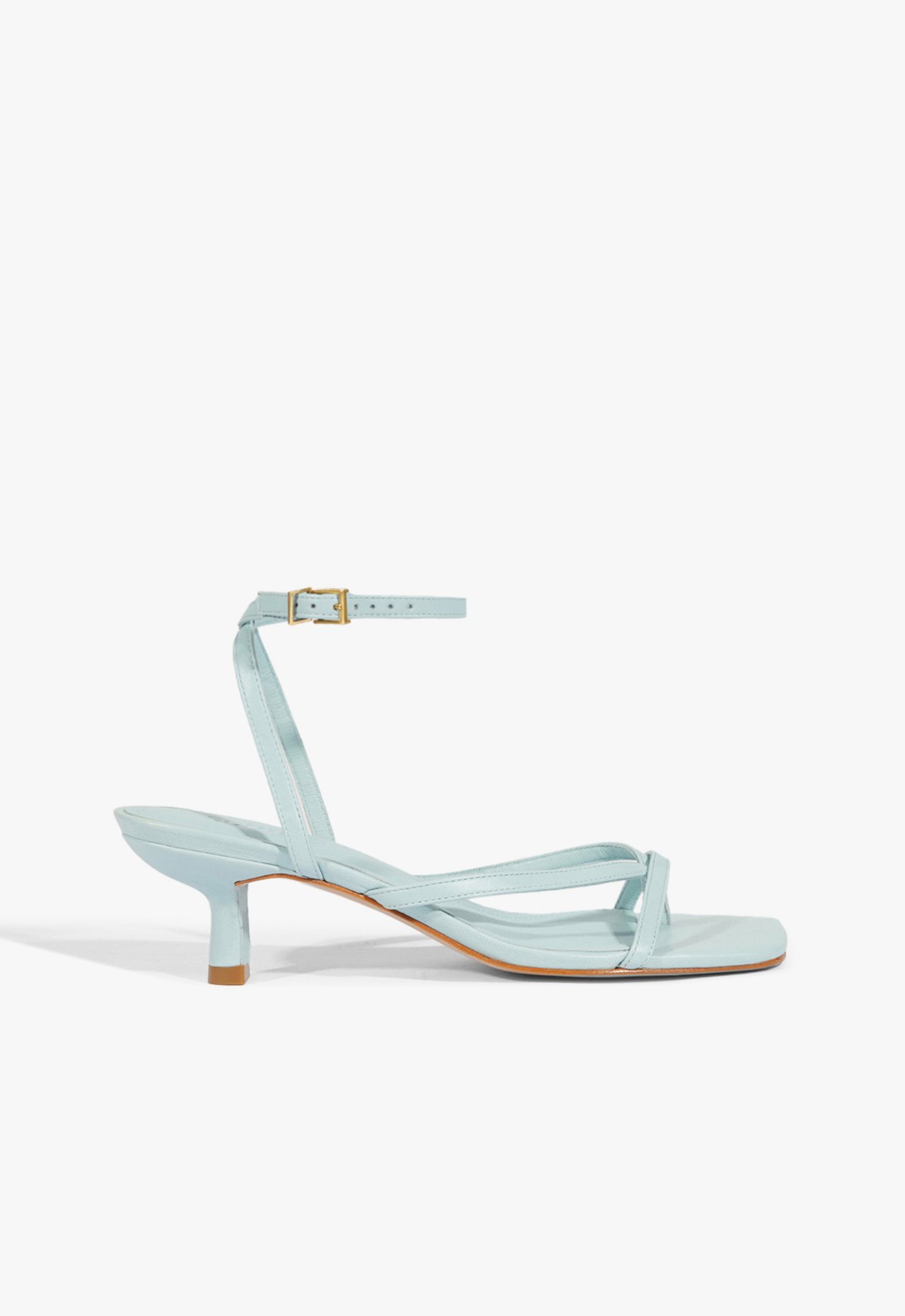 Sandália Bold II Salto Fino Baixo Couro Azul | Schutz