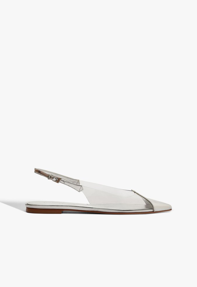 Sapatilha Slingback Vinil Prata