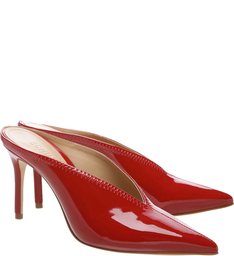 Sapato Mule Cava Verniz Vermelho