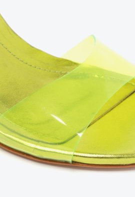 Sandália Salto Fino Amarração Vinil Full Color Verde