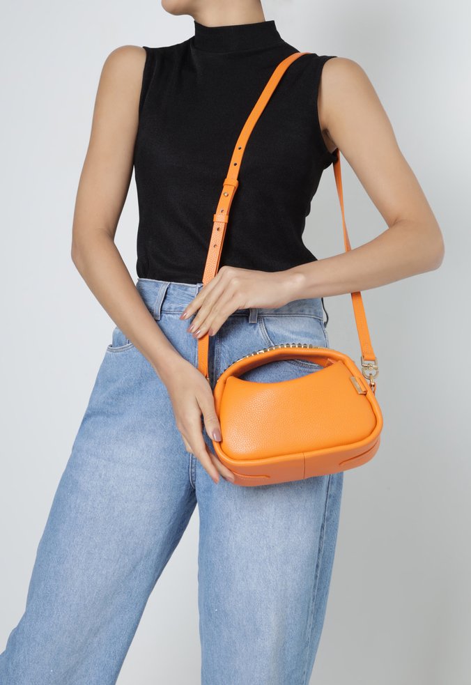 Bolsa Tiracolo Mini Malory Couro Laranja