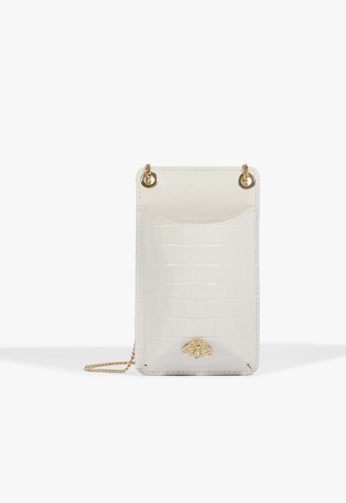 Porta Celular Believe Couro Croco Branco
