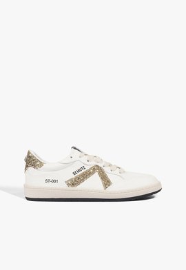 Tênis ST 001 Multineutro Couro Amarração Glitter Dourado