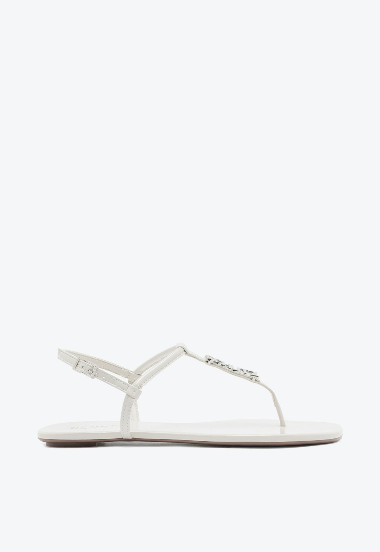 Sandália Rasteira Crystal Schutz Logo Branca | Schutz