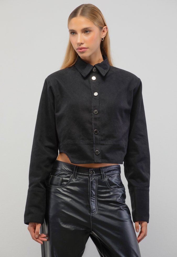 ss Camisa Cropped Madeleine Sarja Preta | Schutz