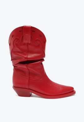 Bota Western Couro Vermelha